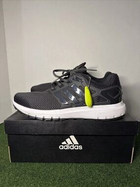 Adidas Men’s Grey Mesh Running Sneakers with White Sole BA7520